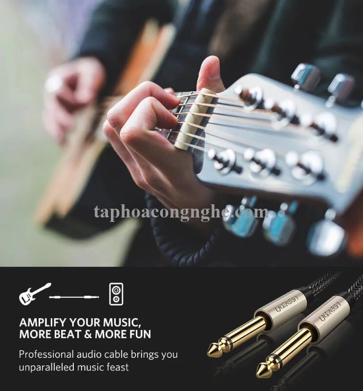 Ugreen 40812 3M màu Đen Cáp âm thanh 2 đầu 6.5mm dương cao cấp AV128 30040812